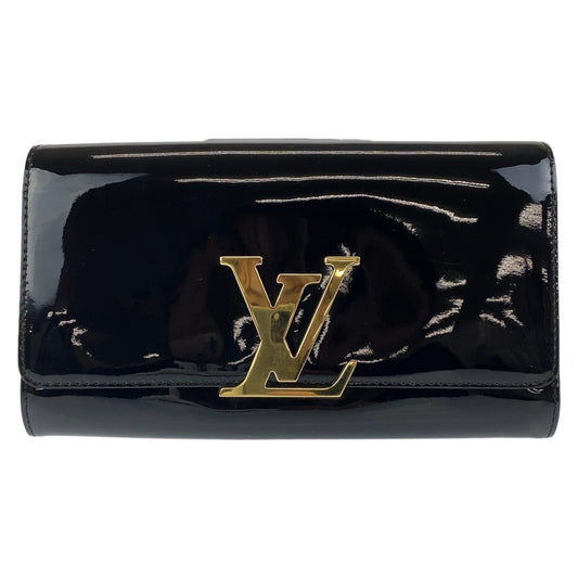 111651
LOUIS VUITTON ルイヴィトン ヴェルニ ポシェット ルイーズEW ブラック ノワール ゴールド金具 パテントレザー M90083 クラッチバッグ セカンドバッグ  レディース
