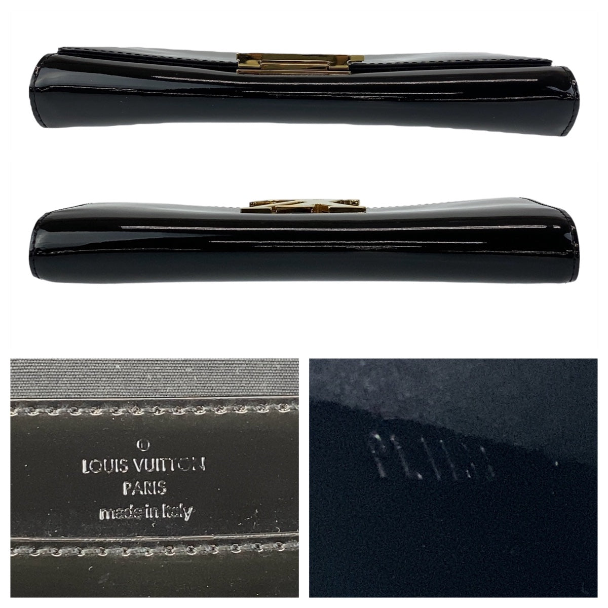 111651
LOUIS VUITTON ルイヴィトン ヴェルニ ポシェット ルイーズEW ブラック ノワール ゴールド金具 パテントレザー M90083 クラッチバッグ セカンドバッグ  レディース