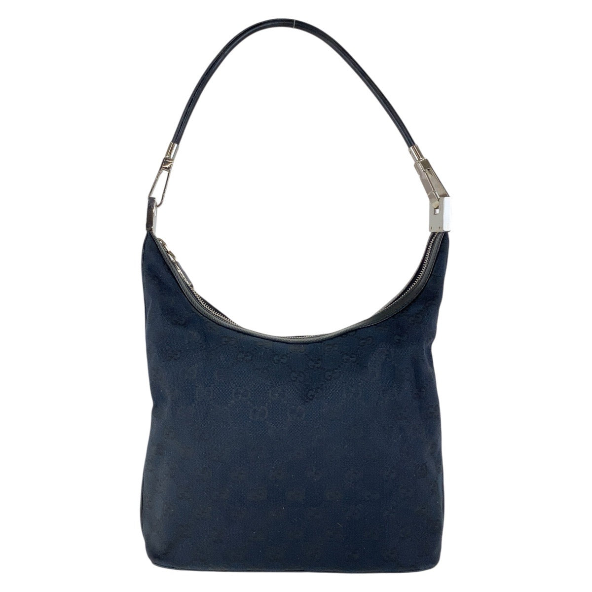 12883
GUCCI グッチ ブラック 黒 シルバー金具 GGキャンバス / レザー 001 3814 ホーボー ショルダーバッグ  レディース