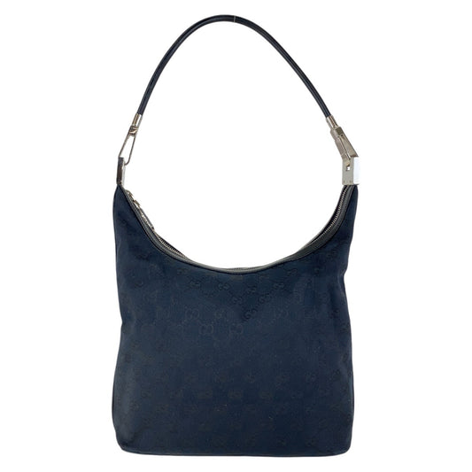 12883
GUCCI グッチ ブラック 黒 シルバー金具 GGキャンバス / レザー 001 3814 ホーボー ショルダーバッグ  レディース