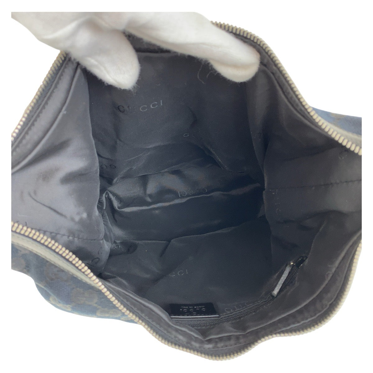 12883
GUCCI グッチ ブラック 黒 シルバー金具 GGキャンバス / レザー 001 3814 ホーボー ショルダーバッグ  レディース