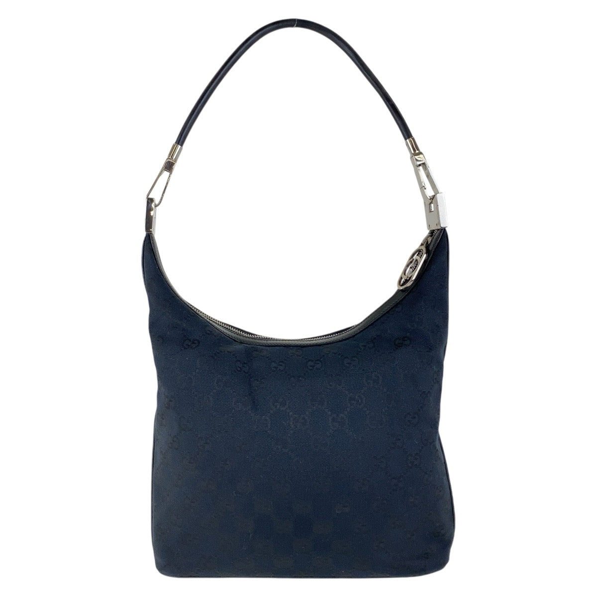 12883
GUCCI グッチ ブラック 黒 シルバー金具 GGキャンバス / レザー 001 3814 ホーボー ショルダーバッグ  レディース