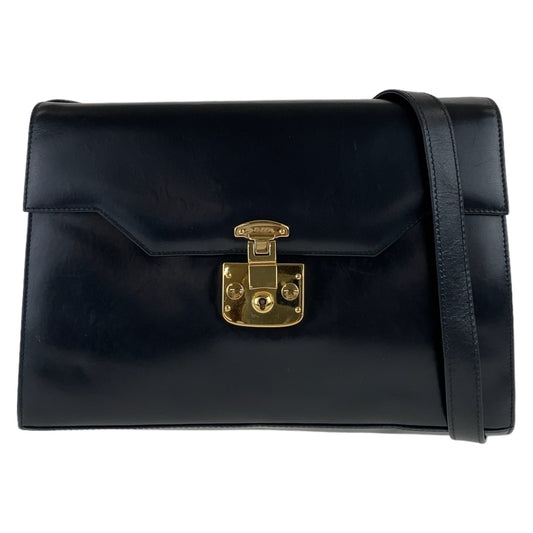 11652
 
GUCCI Vintage Old Gucci Lady Lock Black Gold Hardware Leather 004.33.0450 Crossbody Shoulder Bag Pochette Women's