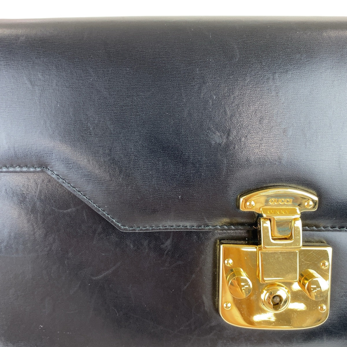 11652
GUCCI グッチ ヴィンテージ オールドグッチ レディロック ブラック 黒 ゴールド金具 レザー 004.33.0450 斜め掛け ショルダーバッグ ポシェット  レディース ABP32