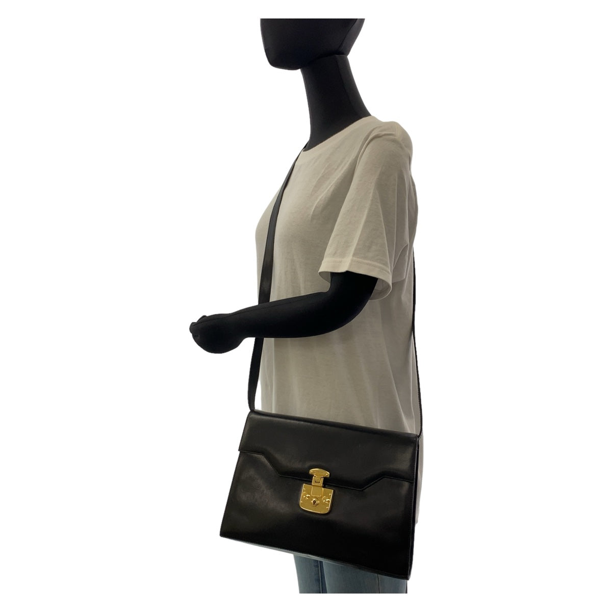 11652
GUCCI グッチ ヴィンテージ オールドグッチ レディロック ブラック 黒 ゴールド金具 レザー 004.33.0450 斜め掛け ショルダーバッグ ポシェット  レディース ABP32