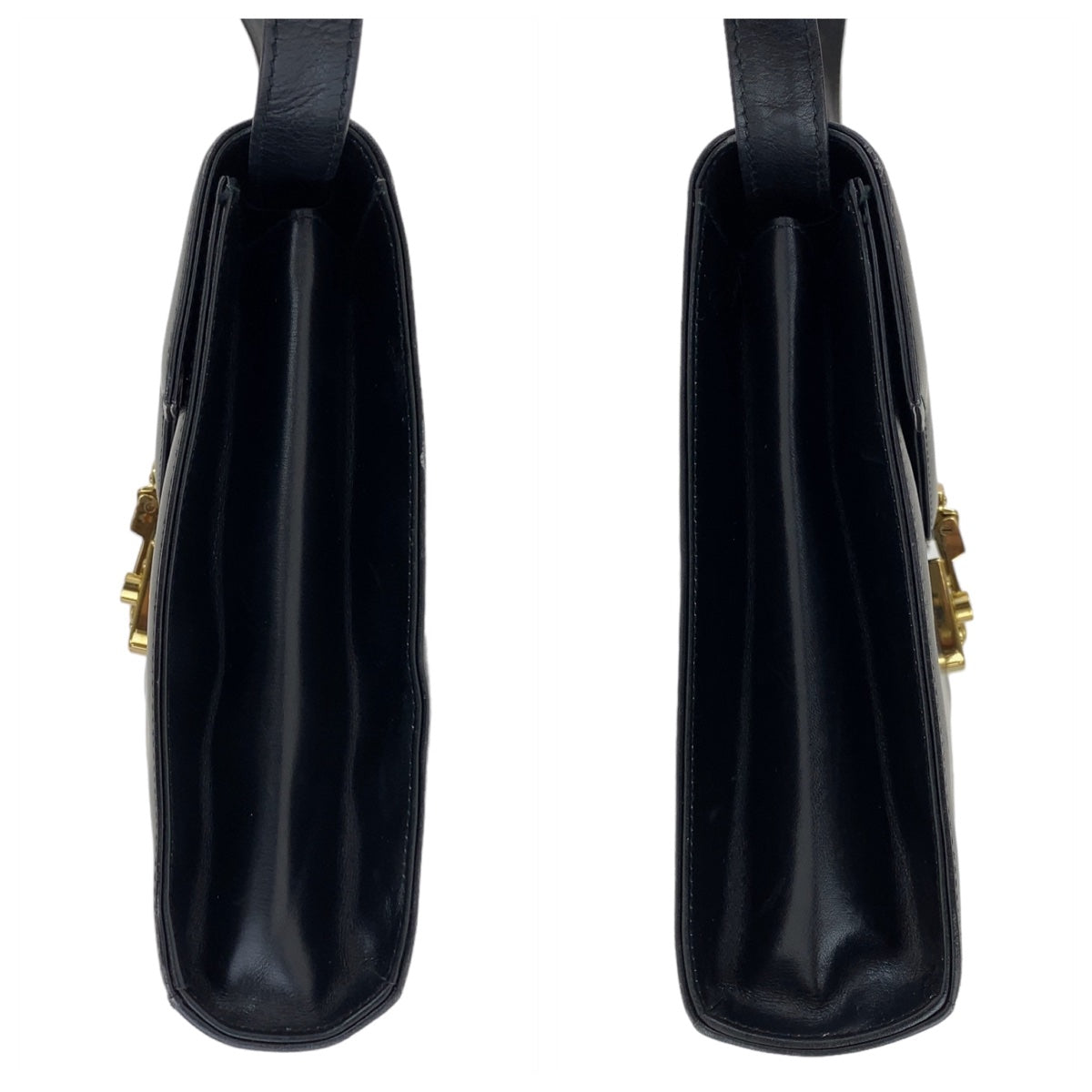 11652
GUCCI グッチ ヴィンテージ オールドグッチ レディロック ブラック 黒 ゴールド金具 レザー 004.33.0450 斜め掛け ショルダーバッグ ポシェット  レディース ABP32