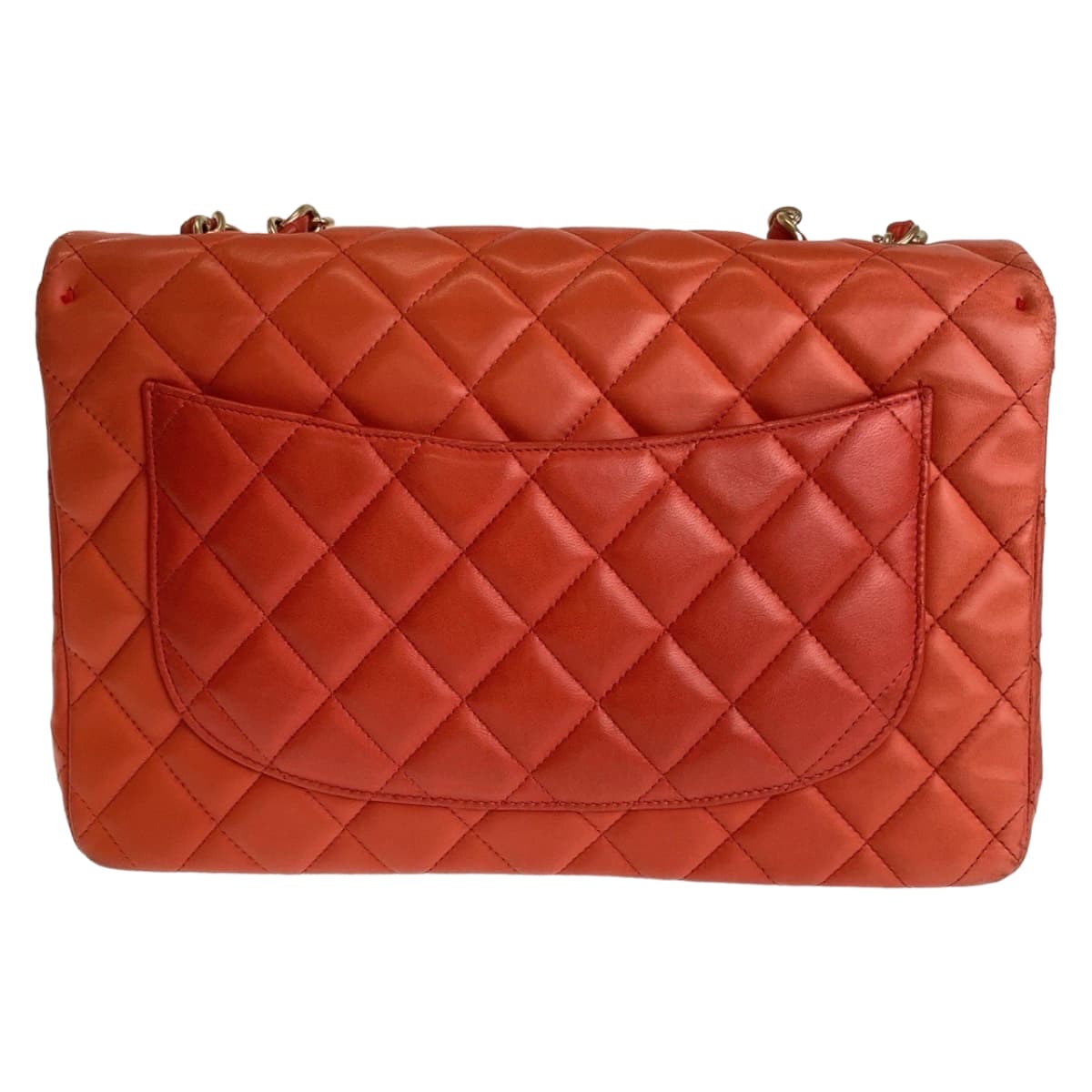 11657
CHANEL シャネル デカマトラッセ30 シングルフラップ ココマーク ターンロック オレンジ ゴールド金具 ラムスキン チェーンショルダーバッグ  レディース