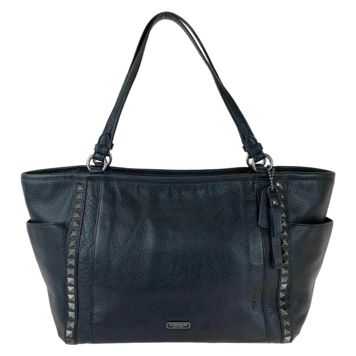 COACH コーチ スタッズ ブラック 黒 ガンメタ金具 レザー トートバッグ ショルダーバッグ 男女兼用  レディース