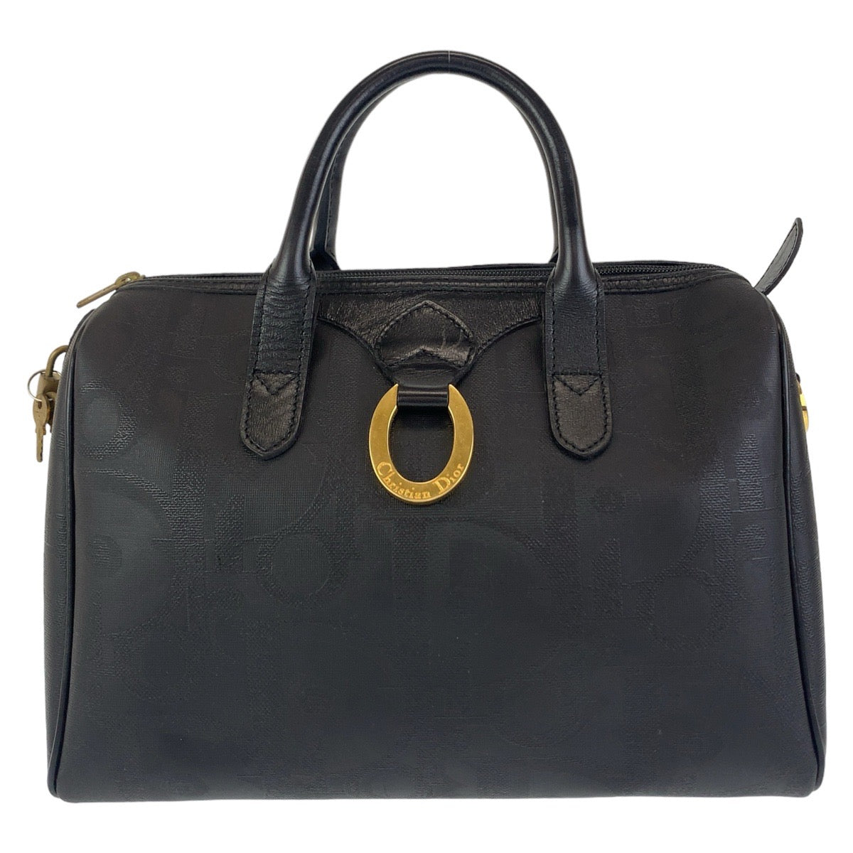 11662
Dior ディオール ヴィンテージ トロッター ブラック ゴールド金具 PVC ハンドバッグ ミニボストンバッグ  レディース