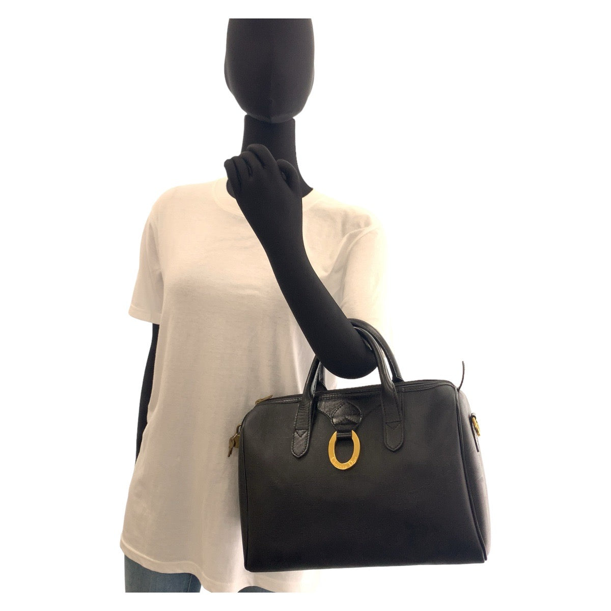 11662
Dior ディオール ヴィンテージ トロッター ブラック ゴールド金具 PVC ハンドバッグ ミニボストンバッグ  レディース