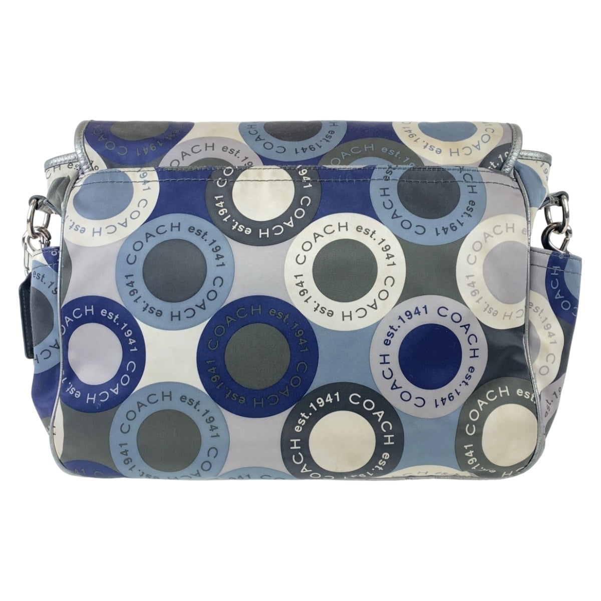 18038
COACH コーチ スナップヘッド ブルー マルチカラー シルバー金具 ナイロン / レザー ショルダーバッグ メッセンジャーバッグ  レディース ABP8