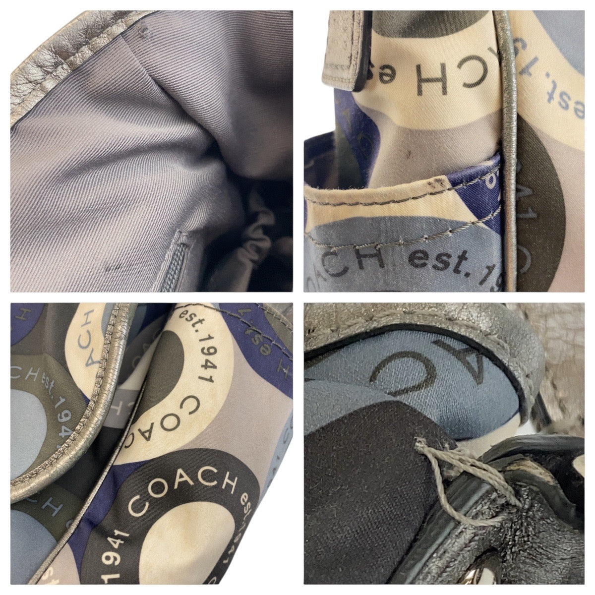 12884
COACH コーチ スナップヘッド ブルー マルチカラー シルバー金具 ナイロン / レザー ショルダーバッグ メッセンジャーバッグ  レディース