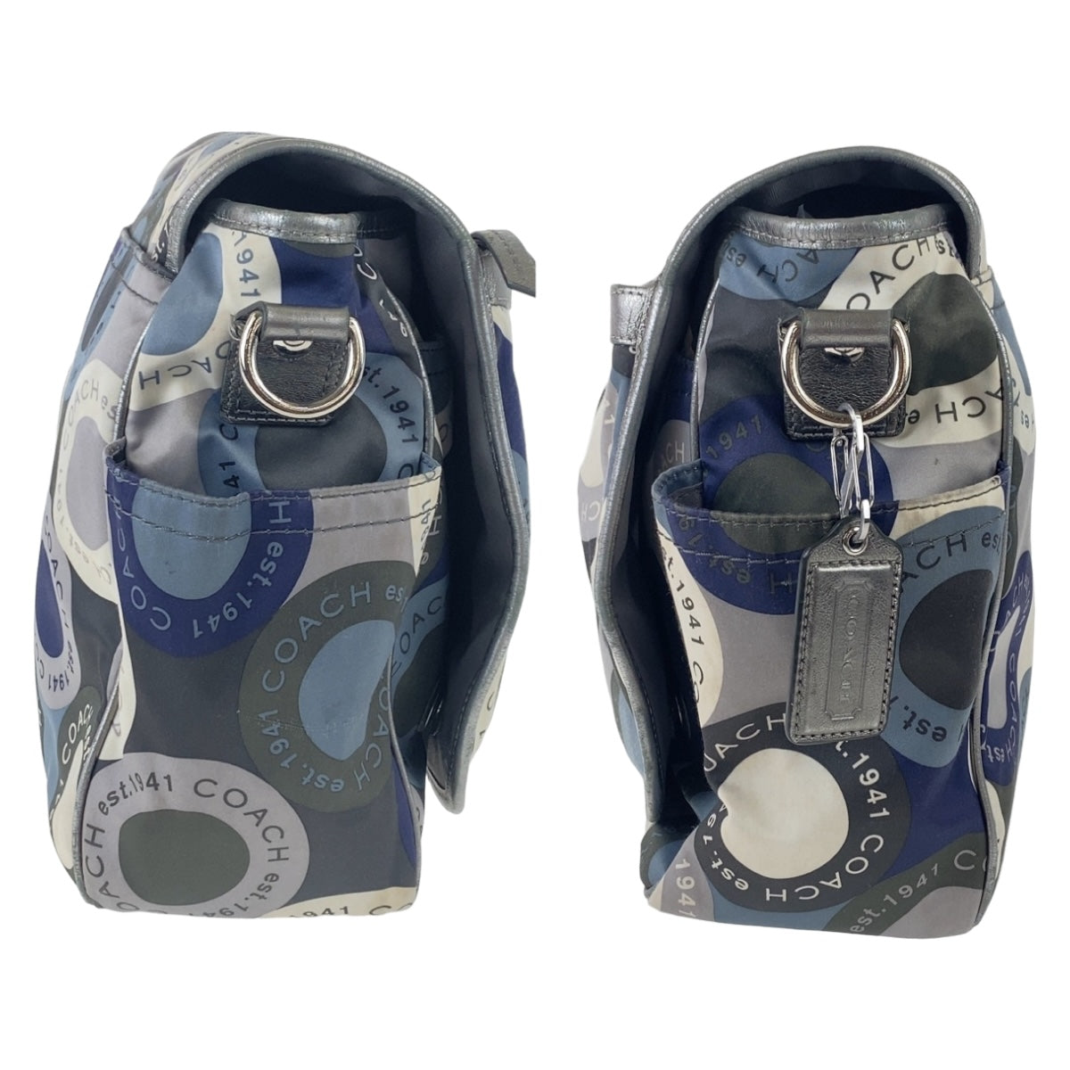 12884
COACH コーチ スナップヘッド ブルー マルチカラー シルバー金具 ナイロン / レザー ショルダーバッグ メッセンジャーバッグ  レディース