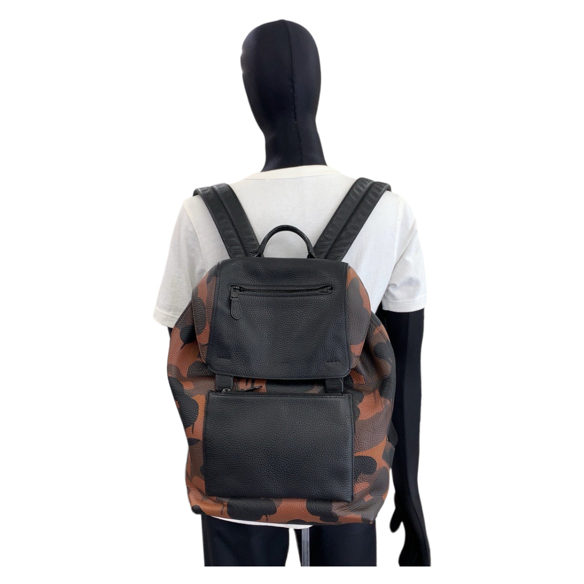 11668
COACH コーチ マンハッタン プリンテッド カモフラ柄 ブラウン ブラック レザー バックパック リュックサック  メンズ