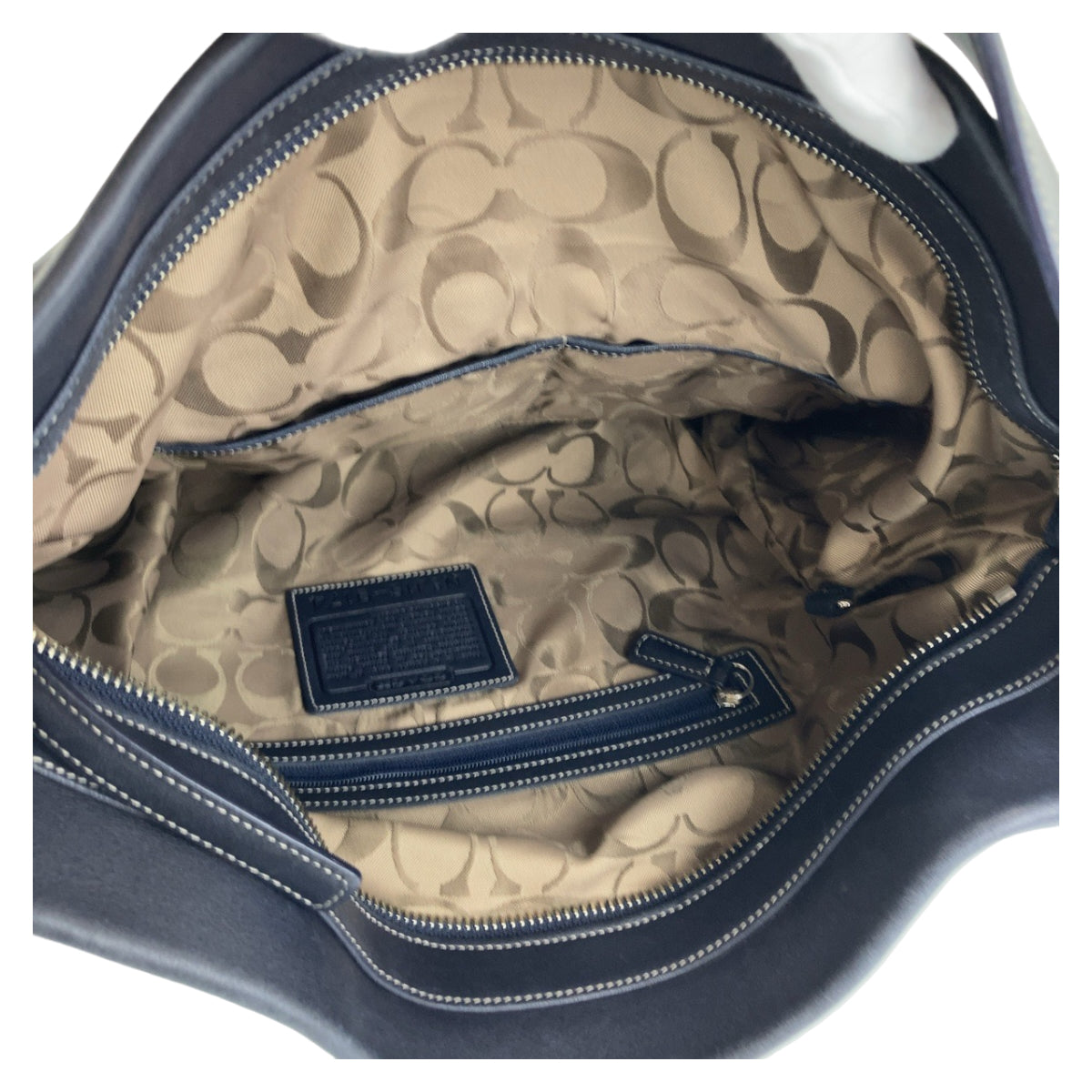 12361
COACH コーチ ホーボー バケット ブラック ホワイト シルバー金具 レザー ショルダーバッグ ダッフルバッグ  レディース