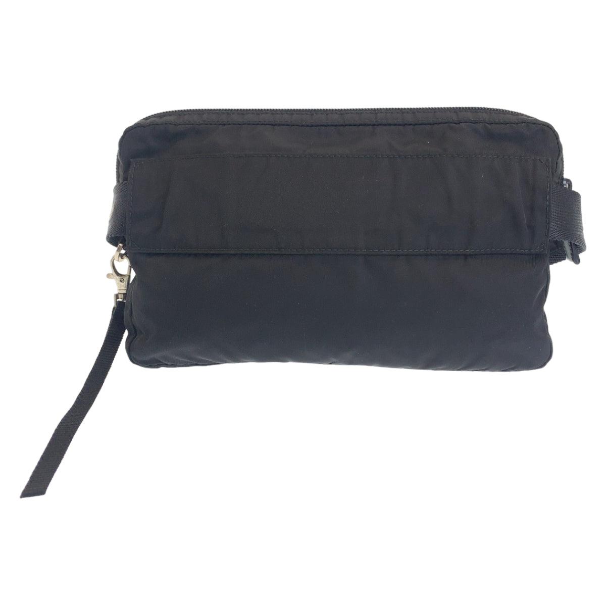 112360
PRADA プラダ テスート 三角ロゴプレート ブラック 黒 シルバー金具 ナイロン BM0008 ウエストポーチ バムバッグ  レディース