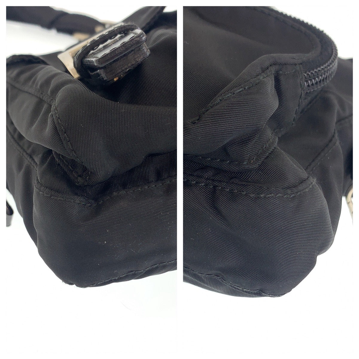 112360
PRADA プラダ テスート 三角ロゴプレート ブラック 黒 シルバー金具 ナイロン BM0008 ウエストポーチ バムバッグ  レディース