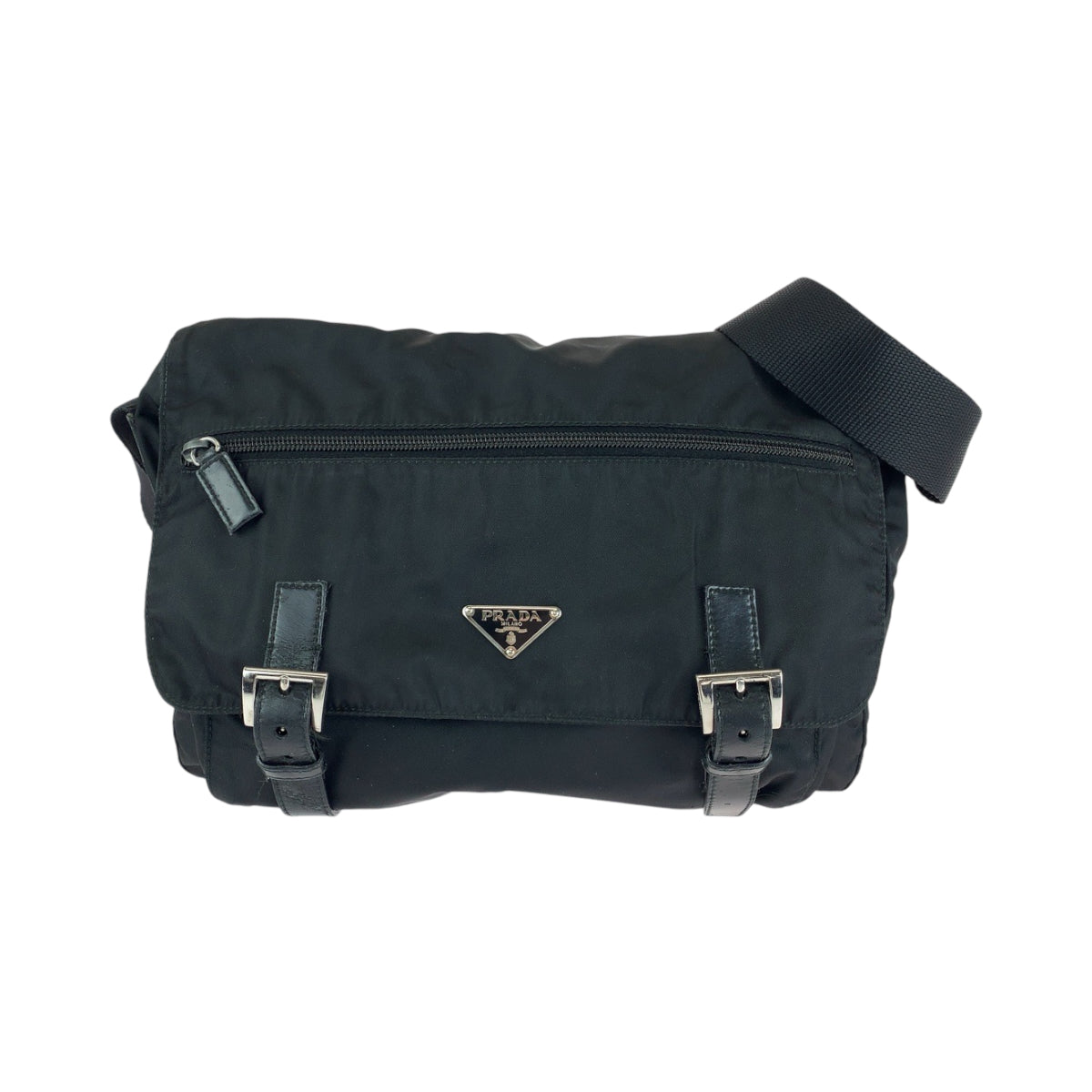 12885
PRADA プラダ テスート 三角ロゴプレート ブラック 黒 シルバー金具 ナイロン 1BD953 ショルダーバッグ メッセンジャーバッグ  レディース