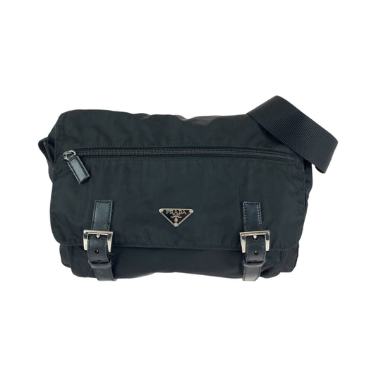 12885
PRADA プラダ テスート 三角ロゴプレート ブラック 黒 シルバー金具 ナイロン 1BD953 ショルダーバッグ メッセンジャーバッグ  レディース