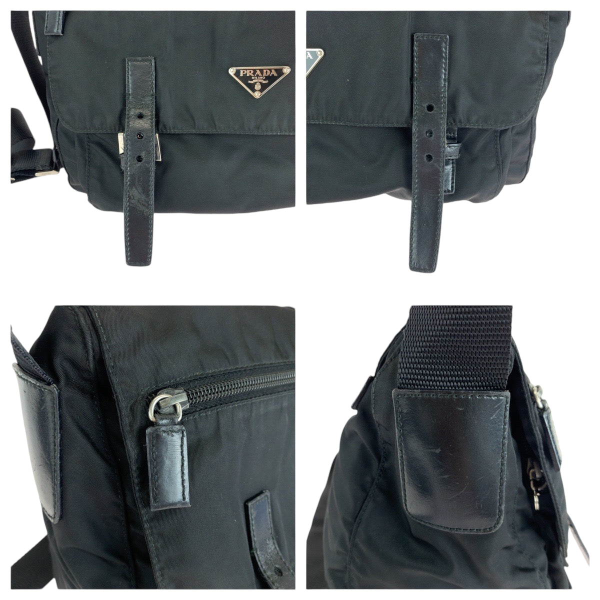 12885
PRADA プラダ テスート 三角ロゴプレート ブラック 黒 シルバー金具 ナイロン 1BD953 ショルダーバッグ メッセンジャーバッグ  レディース