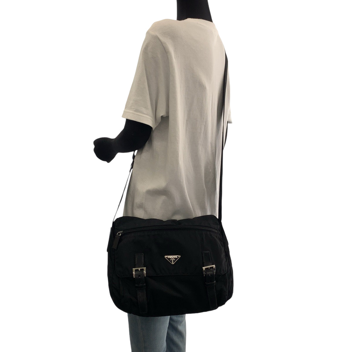 12885
PRADA プラダ テスート 三角ロゴプレート ブラック 黒 シルバー金具 ナイロン 1BD953 ショルダーバッグ メッセンジャーバッグ  レディース