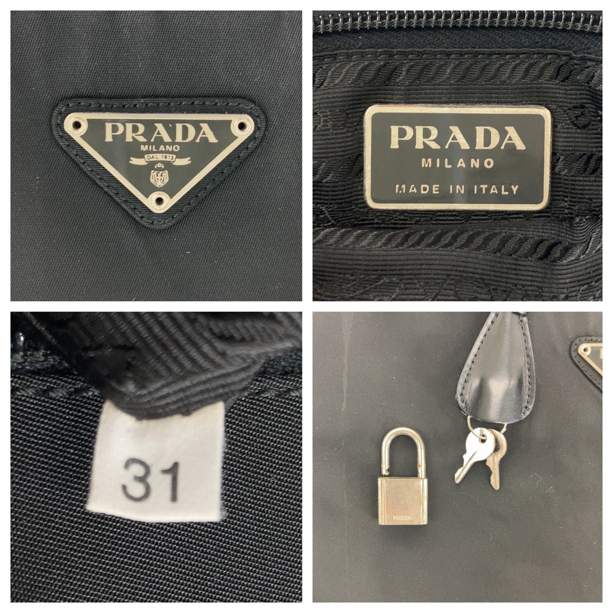 112359
PRADA プラダ テスート 三角ロゴプレート ブラック 黒 シルバー金具 ナイロン トートバッグ ショルダーバッグ  レディース