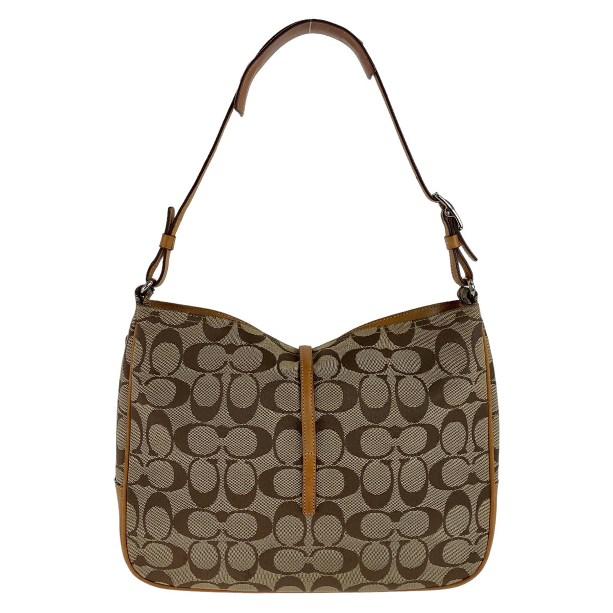 COACH コーチ シグネチャー ベージュ キャメル シルバー金具 キャンバス / レザー ショルダーバッグ  レディース