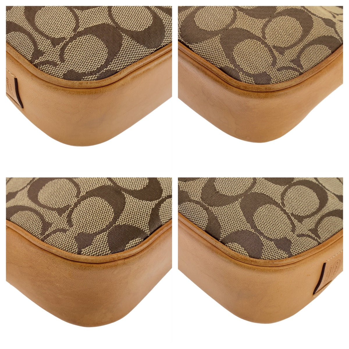 COACH コーチ シグネチャー ベージュ キャメル シルバー金具 キャンバス / レザー ショルダーバッグ  レディース