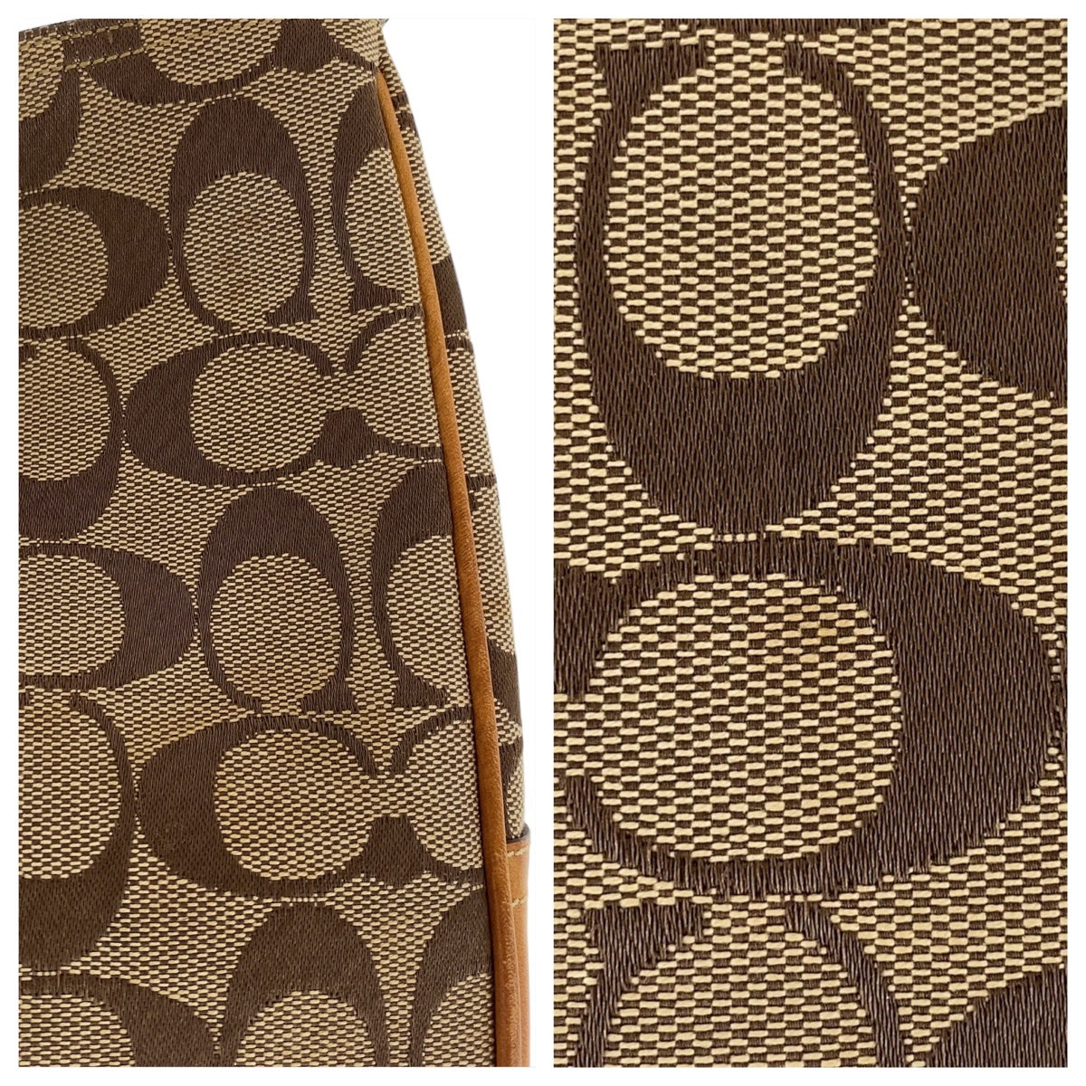 COACH コーチ シグネチャー ベージュ キャメル シルバー金具 キャンバス / レザー ショルダーバッグ  レディース