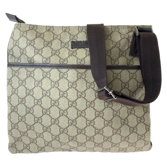 11679
 GUCCI Gucci unisex beige brown silver hardware GG Supreme canvas 141626 crossbody shoulder bag messenger bag men's