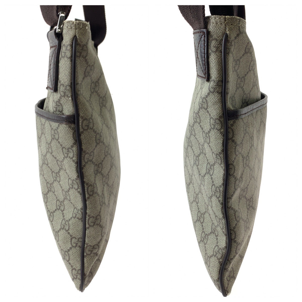 11679
GUCCI グッチ 男女兼用 ベージュ ブラウン シルバー金具 GGスプリームキャンバス 141626 斜め掛け ショルダーバッグ メッセンジャーバッグ  メンズ