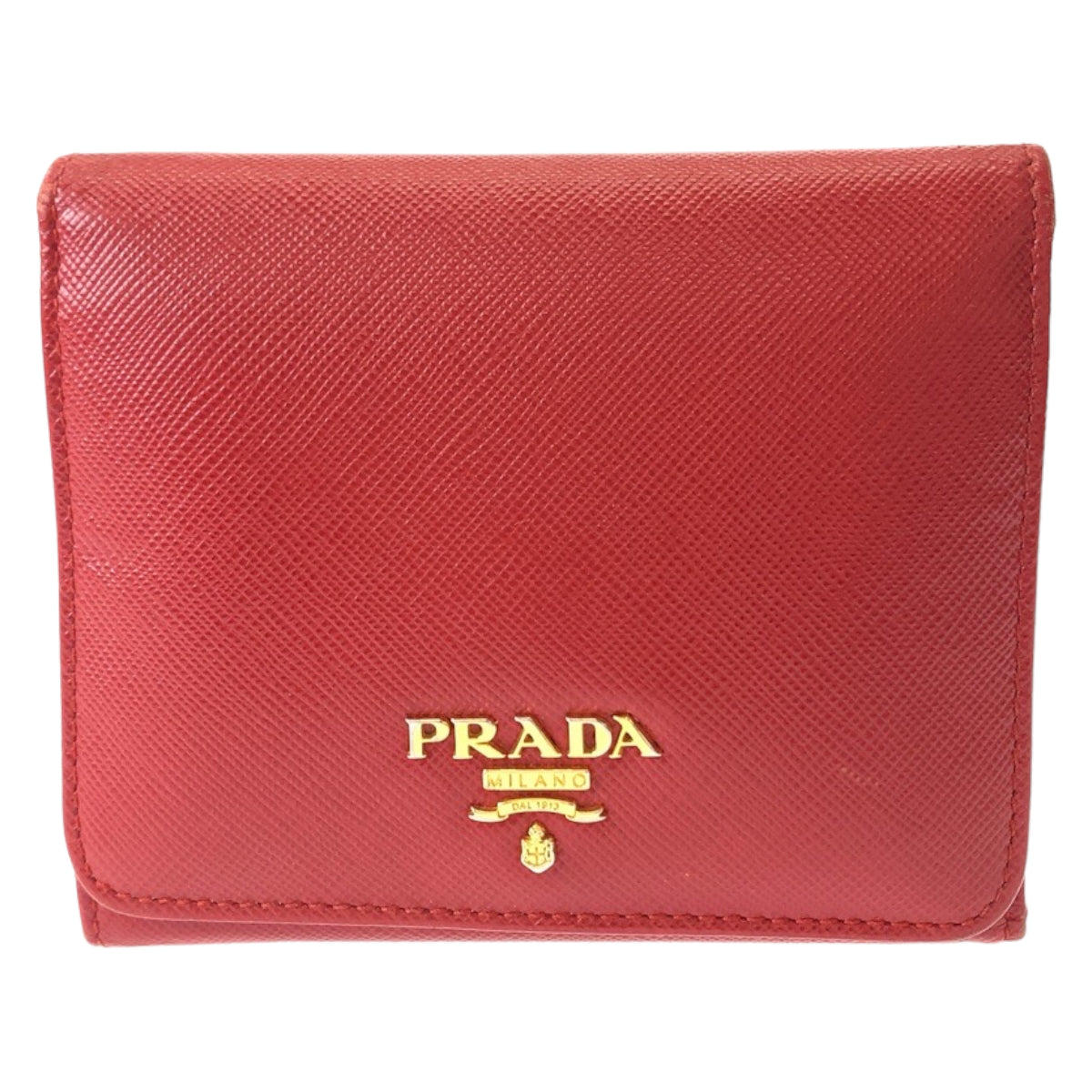 12356
PRADA プラダ サフィアーノ レッド ゴールド金具 レザー 折財布 コンパクトウォレット  レディース