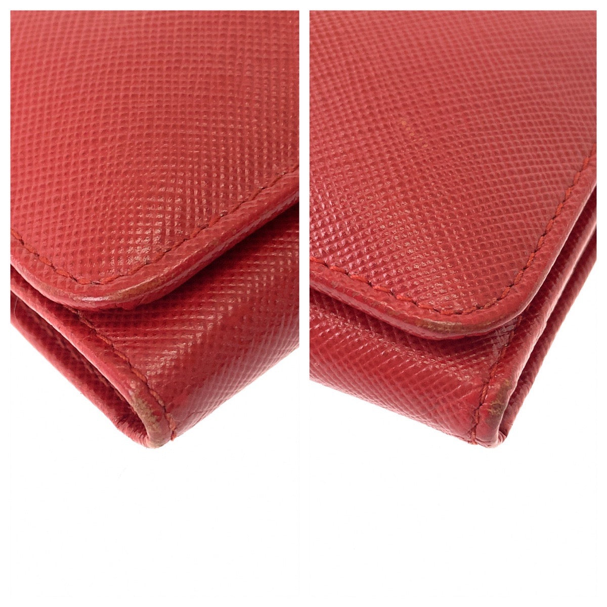 12356
PRADA プラダ サフィアーノ レッド ゴールド金具 レザー 折財布 コンパクトウォレット  レディース