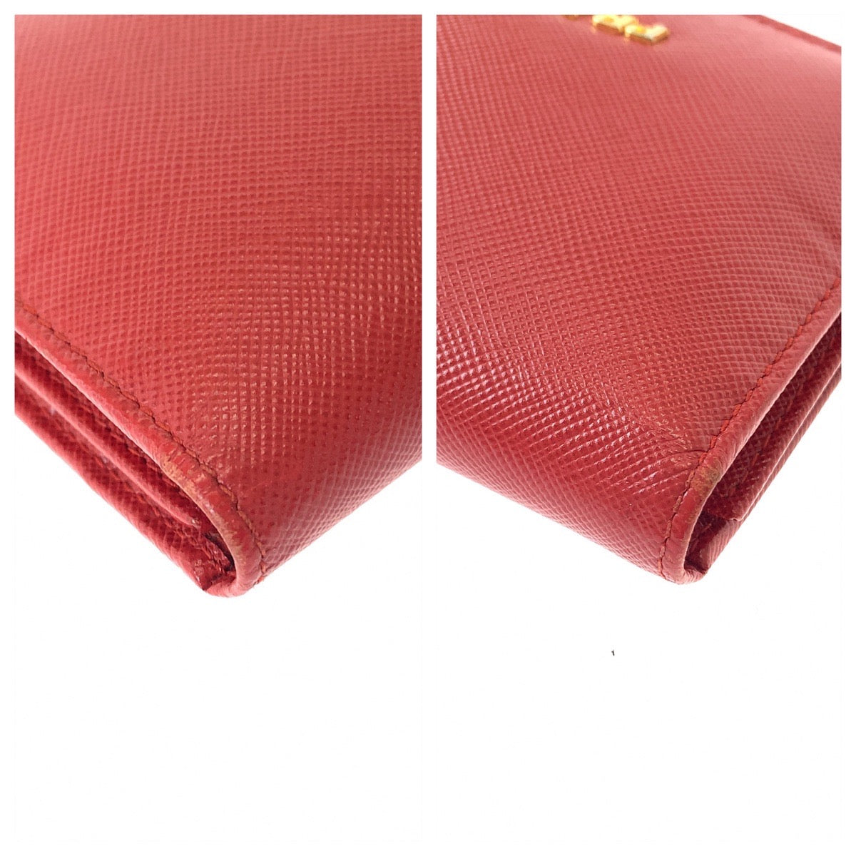 12356
PRADA プラダ サフィアーノ レッド ゴールド金具 レザー 折財布 コンパクトウォレット  レディース