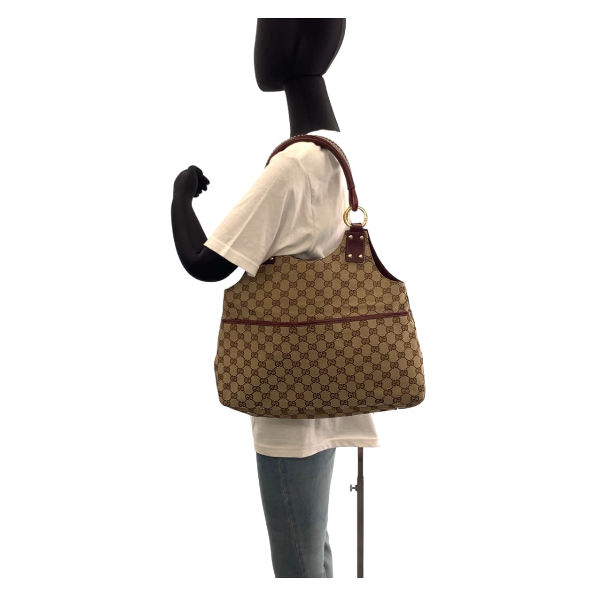111684
GUCCI グッチ ベージュ ボルドー ゴールド金具 GGキャンバス 132260 ショルダーバッグ  レディース