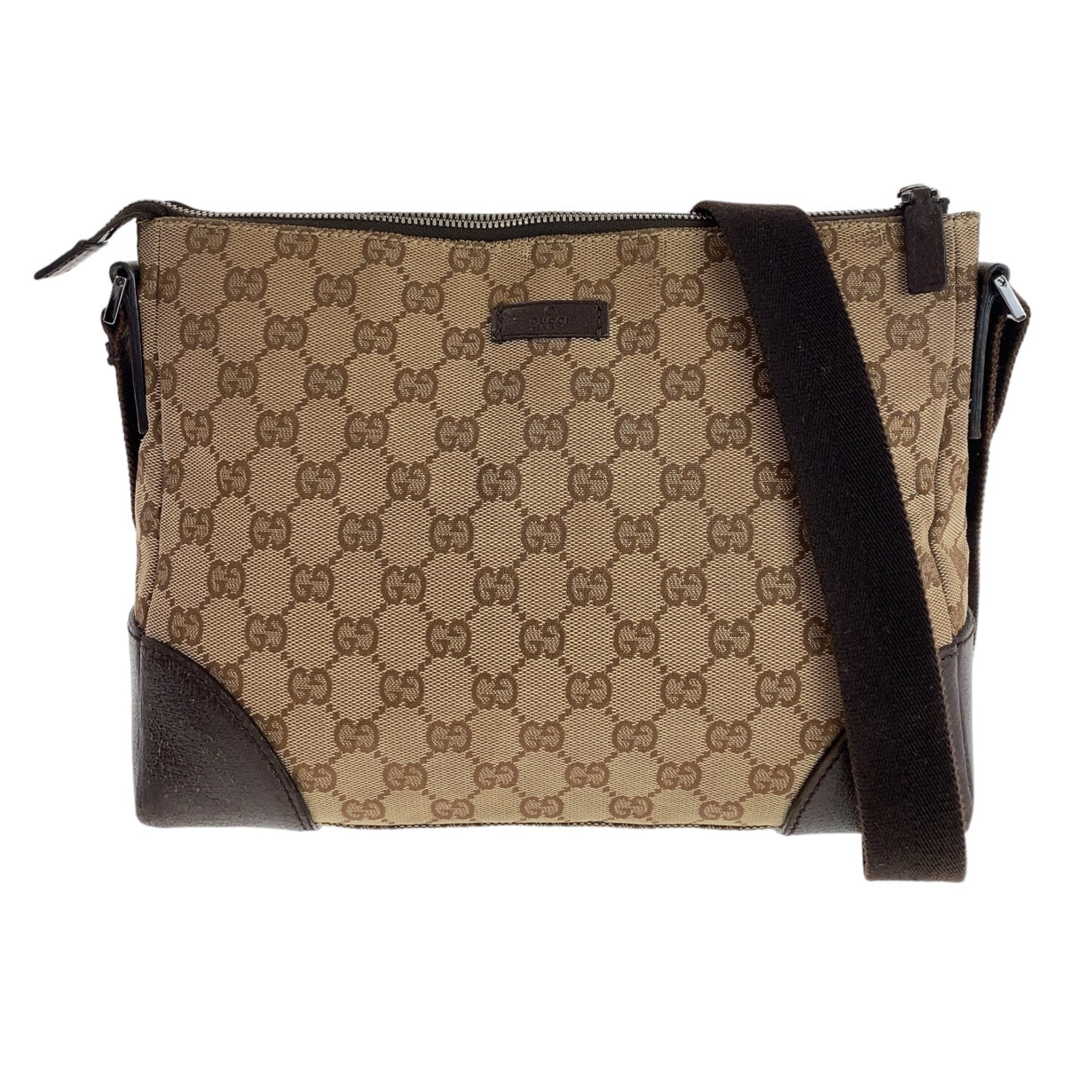 111689
GUCCI グッチ GG柄 ベージュ ブラウン シルバー金具 GGキャンバス / レザー 114273 斜め掛け ショルダーバッグ  レディース
