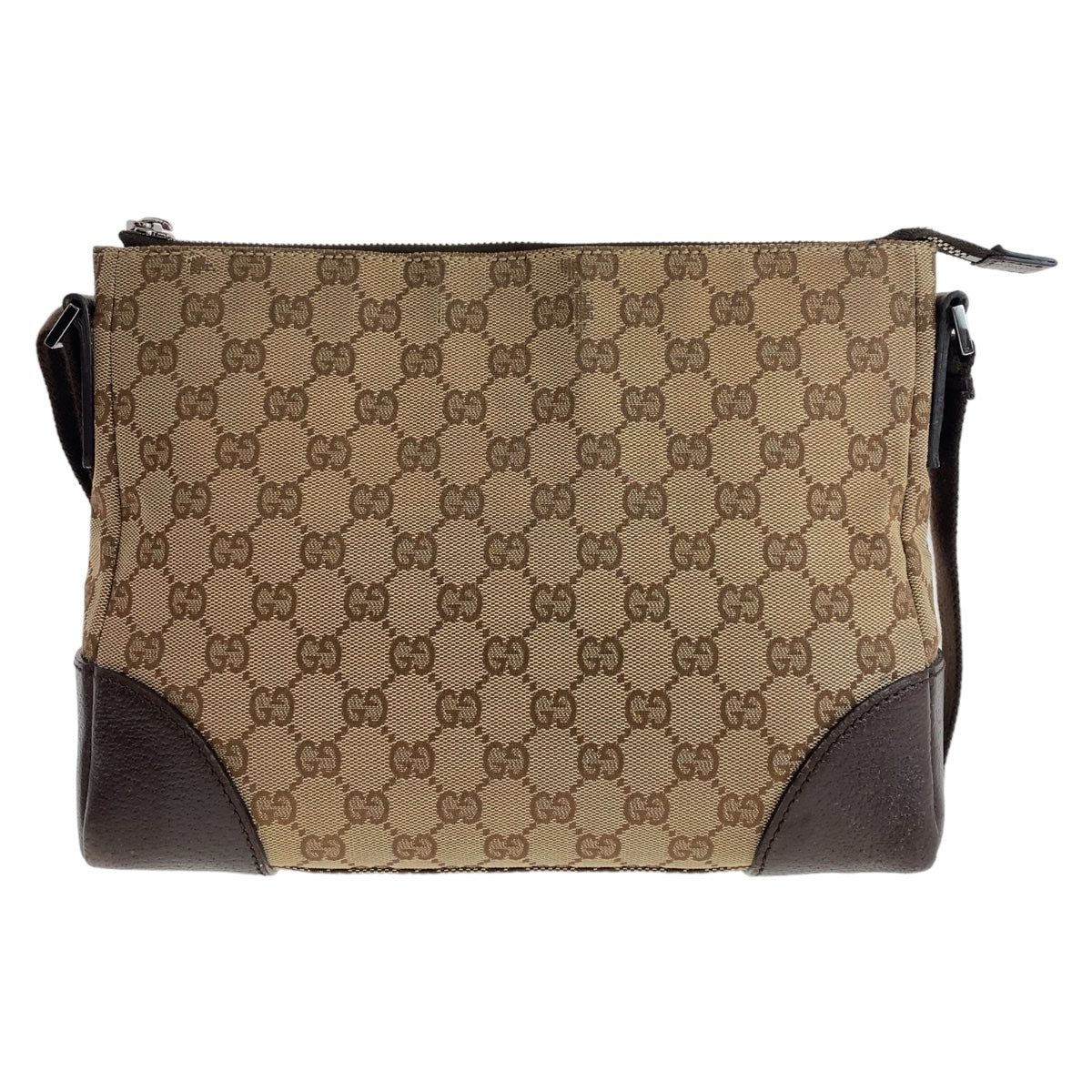 111689
GUCCI グッチ GG柄 ベージュ ブラウン シルバー金具 GGキャンバス / レザー 114273 斜め掛け ショルダーバッグ  レディース