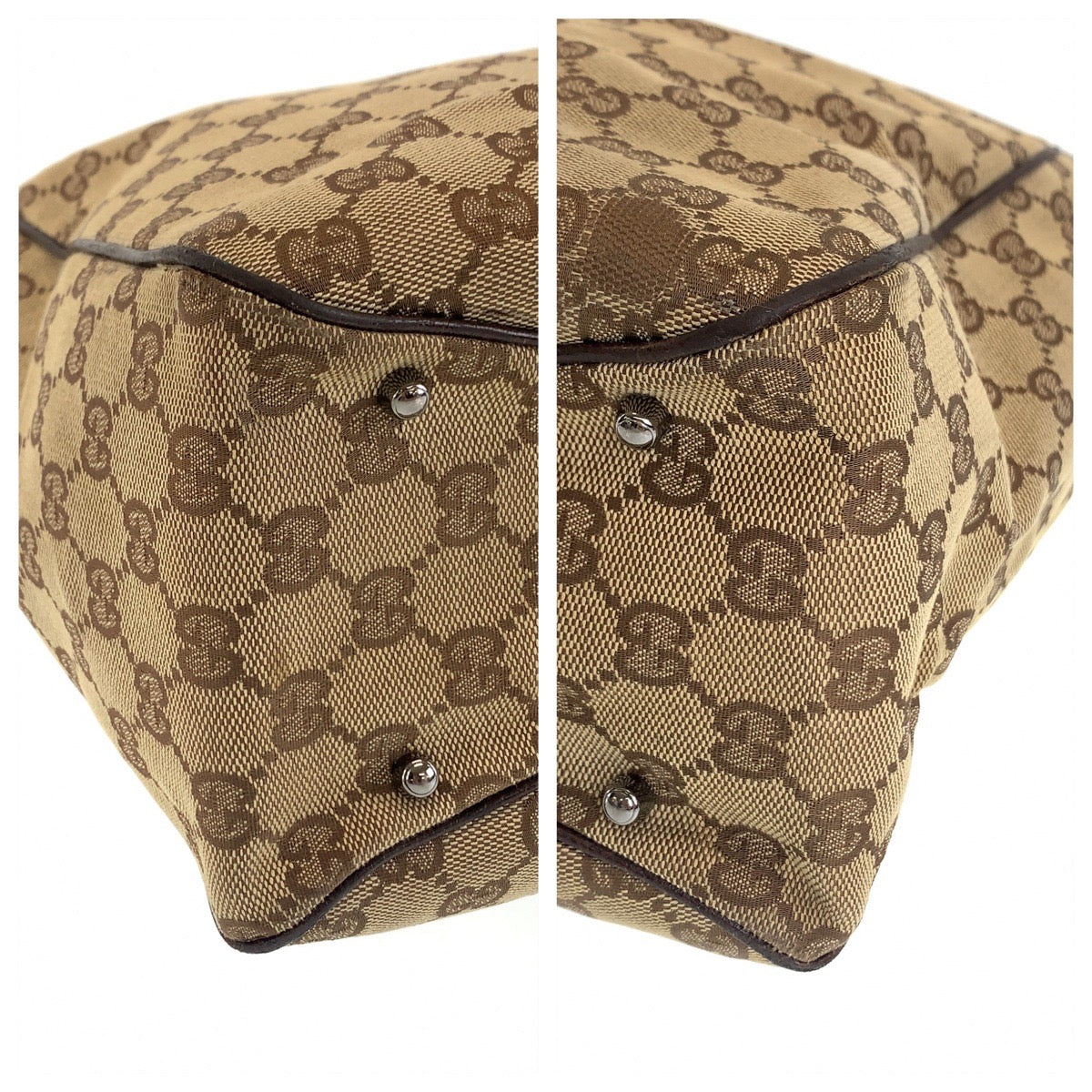 112353
GUCCI グッチ ブラウン シルバー金具 GGキャンバス 113017 トートバッグ ショルダーバッグ  レディース