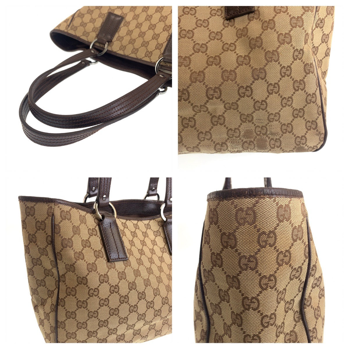 112353
GUCCI グッチ ブラウン シルバー金具 GGキャンバス 113017 トートバッグ ショルダーバッグ  レディース