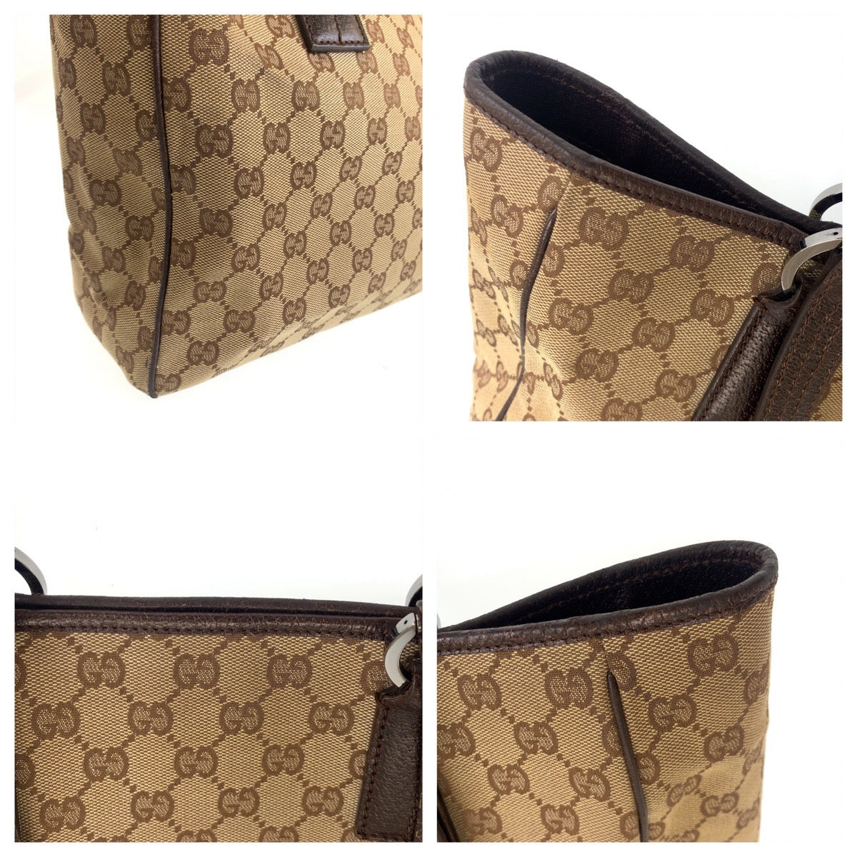 112353
GUCCI グッチ ブラウン シルバー金具 GGキャンバス 113017 トートバッグ ショルダーバッグ  レディース