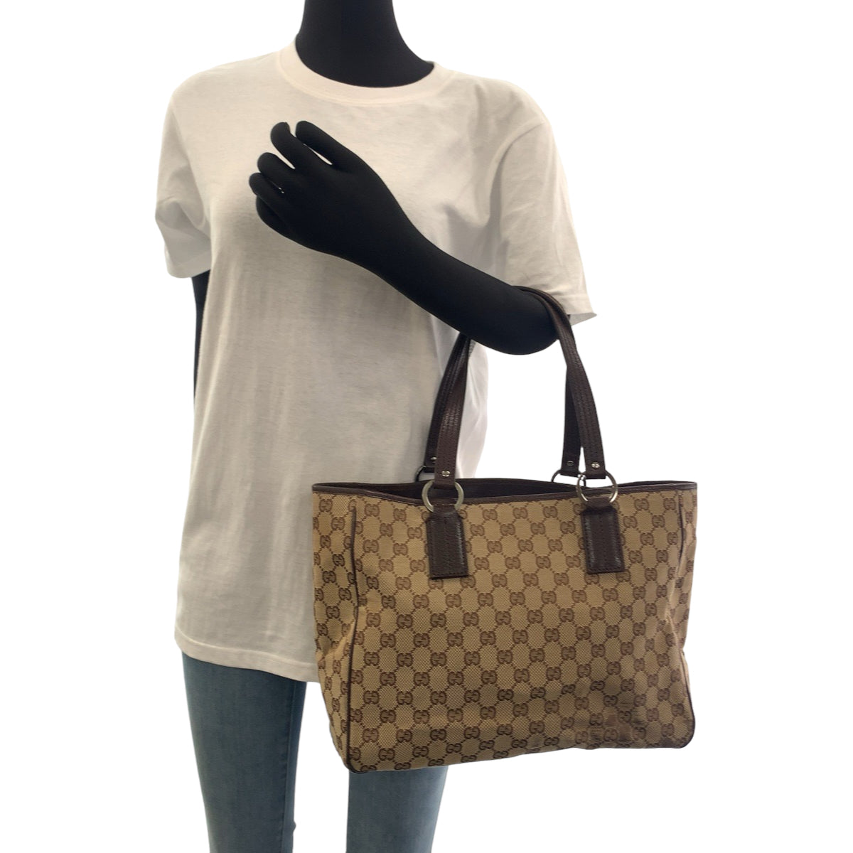 112353
GUCCI グッチ ブラウン シルバー金具 GGキャンバス 113017 トートバッグ ショルダーバッグ  レディース