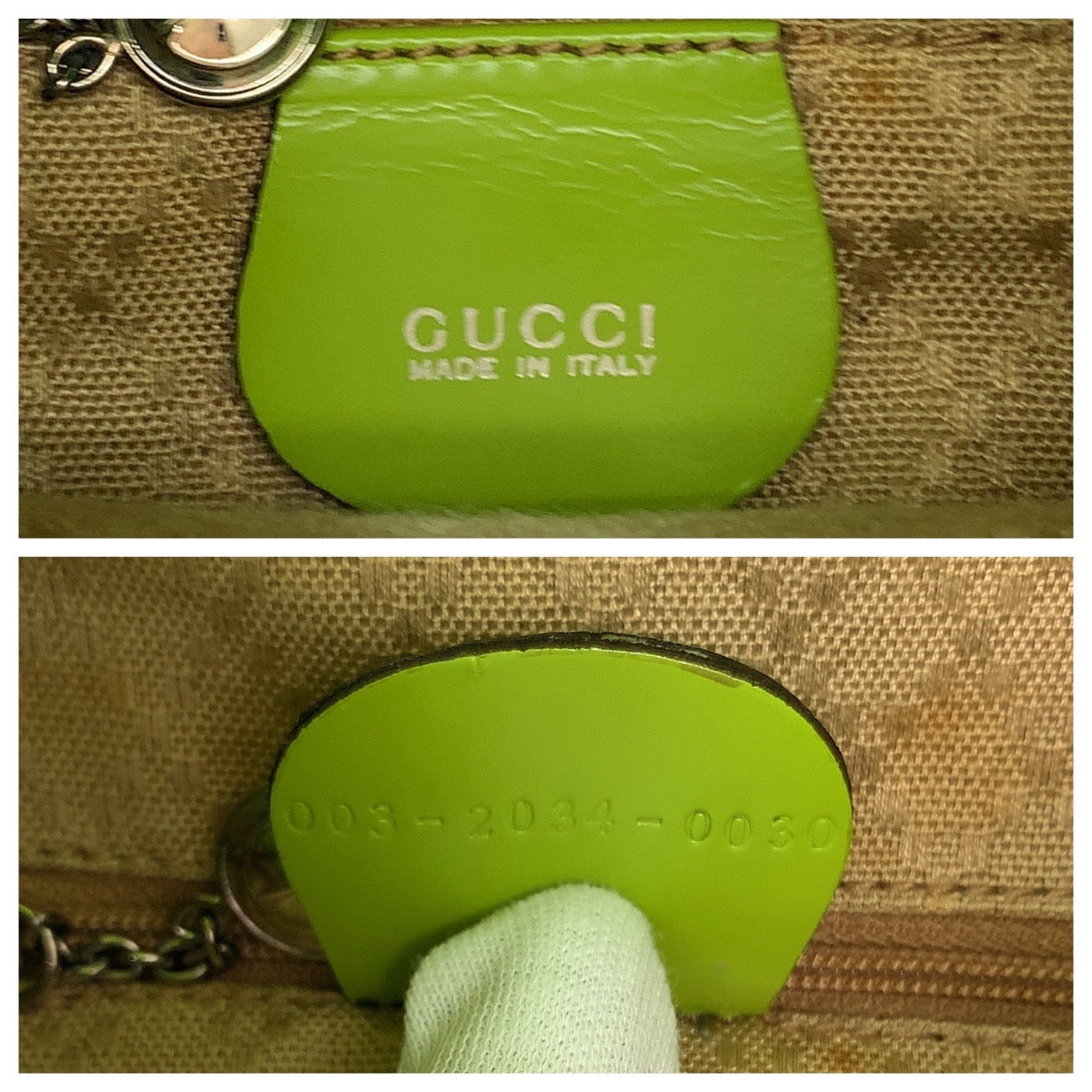 11697
GUCCI グッチ バンブー ライトグリーン ブラウン シルバー金具 レザー 003 2034 0030 ミニリュックサック バックパック  レディース