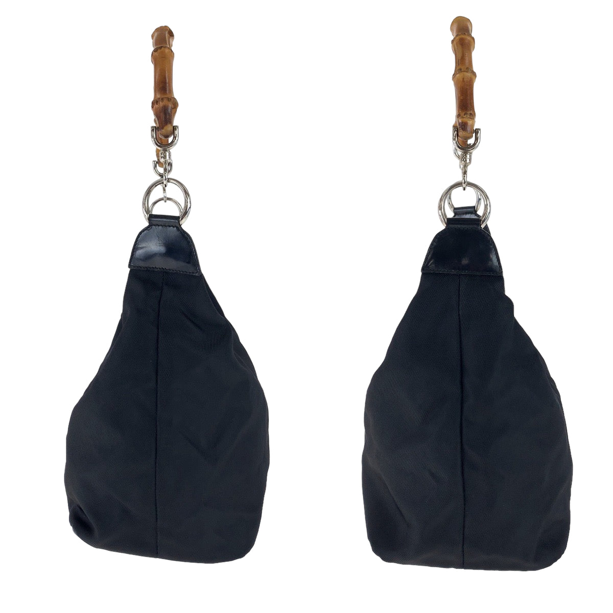 112350
GUCCI グッチ バンブー ブラック ブラウン シルバー金具 ナイロン 000 2855 0513 5 ホーボー ショルダーバッグ  レディース