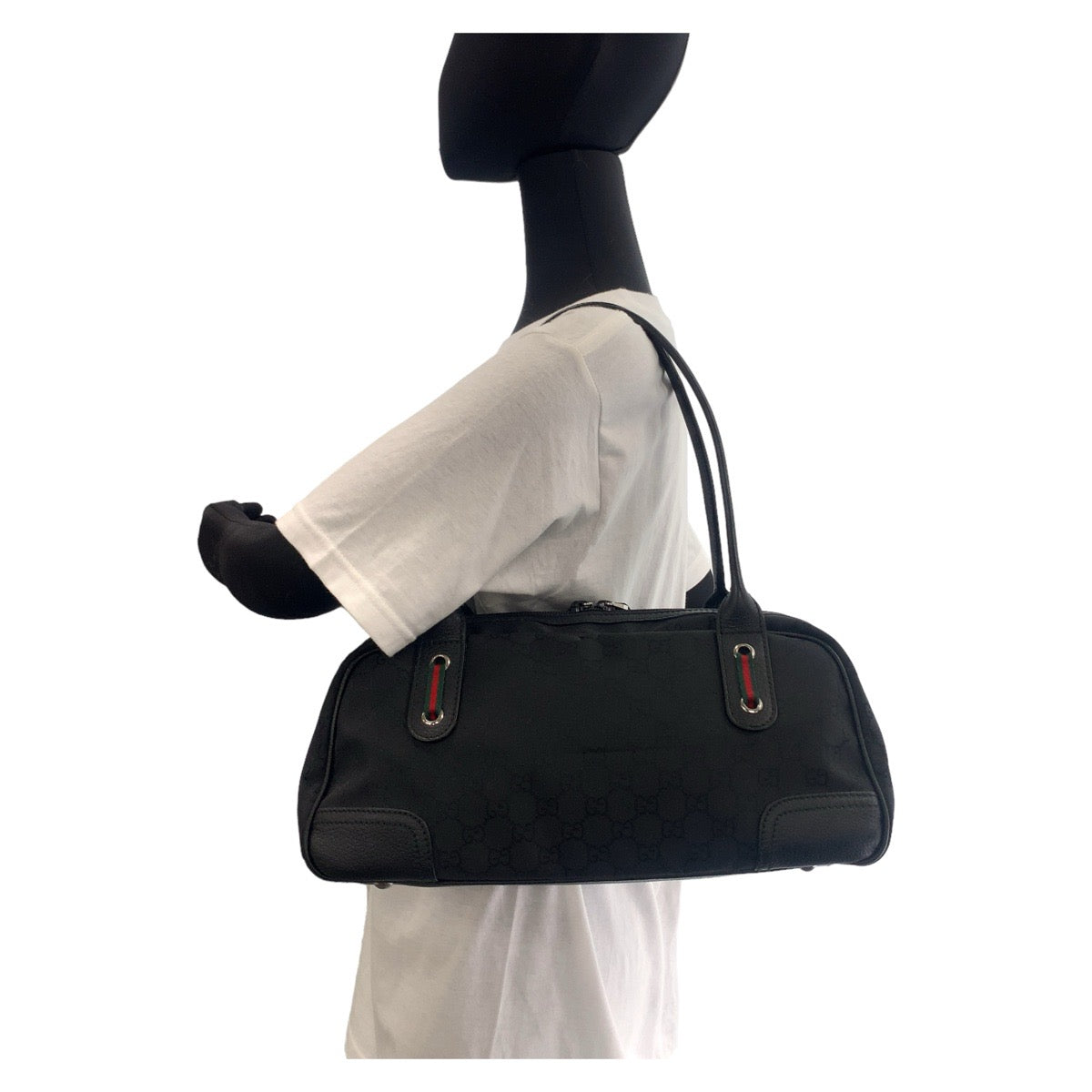 11700
GUCCI グッチ シェリーライン GG柄 ブラック 黒 シルバー金具 GGキャンバス / レザー 293594 ショルダーバッグ ハンドバッグ   レディース