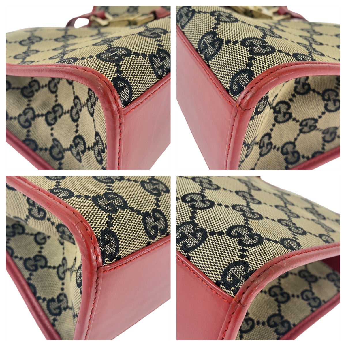 GUCCI グッチ ジャッキー レッド ベージュ ゴールド金具 GGキャンバス / レザー 001013 ショルダーバッグ ハンドバッグ  レディース