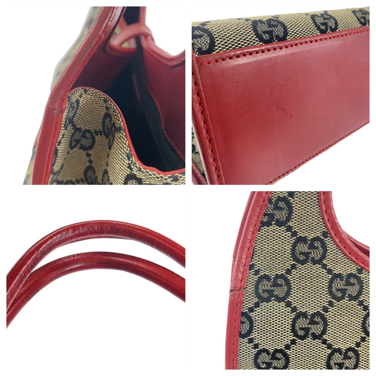 GUCCI グッチ ジャッキー レッド ベージュ ゴールド金具 GGキャンバス / レザー 001013 ショルダーバッグ ハンドバッグ  レディース