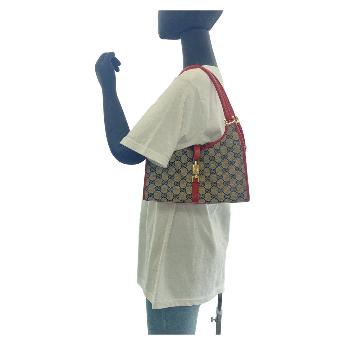 GUCCI グッチ ジャッキー レッド ベージュ ゴールド金具 GGキャンバス / レザー 001013 ショルダーバッグ ハンドバッグ  レディース
