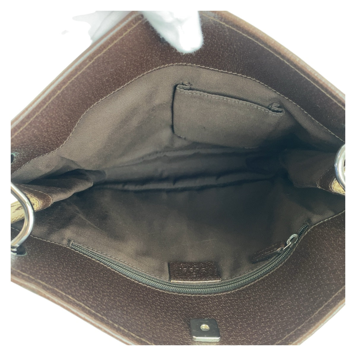 11707
GUCCI グッチ GG柄 ベージュ ブラウン シルバー金具 GGキャンバス / レザー 120841 斜め掛け ショルダーバッグ メッセンジャーバッグ  レディース