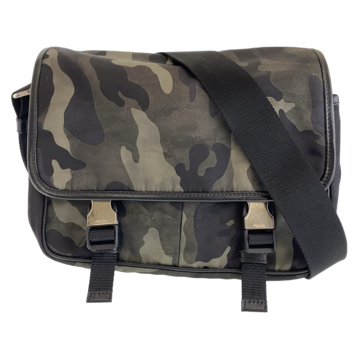 11714
PRADA プラダ テスート 三角ロゴプレート カモフラージュ マルチカラー シルバー金具 ナイロン 斜め掛け ショルダーバッグ メッセンジャーバッグ  メンズ