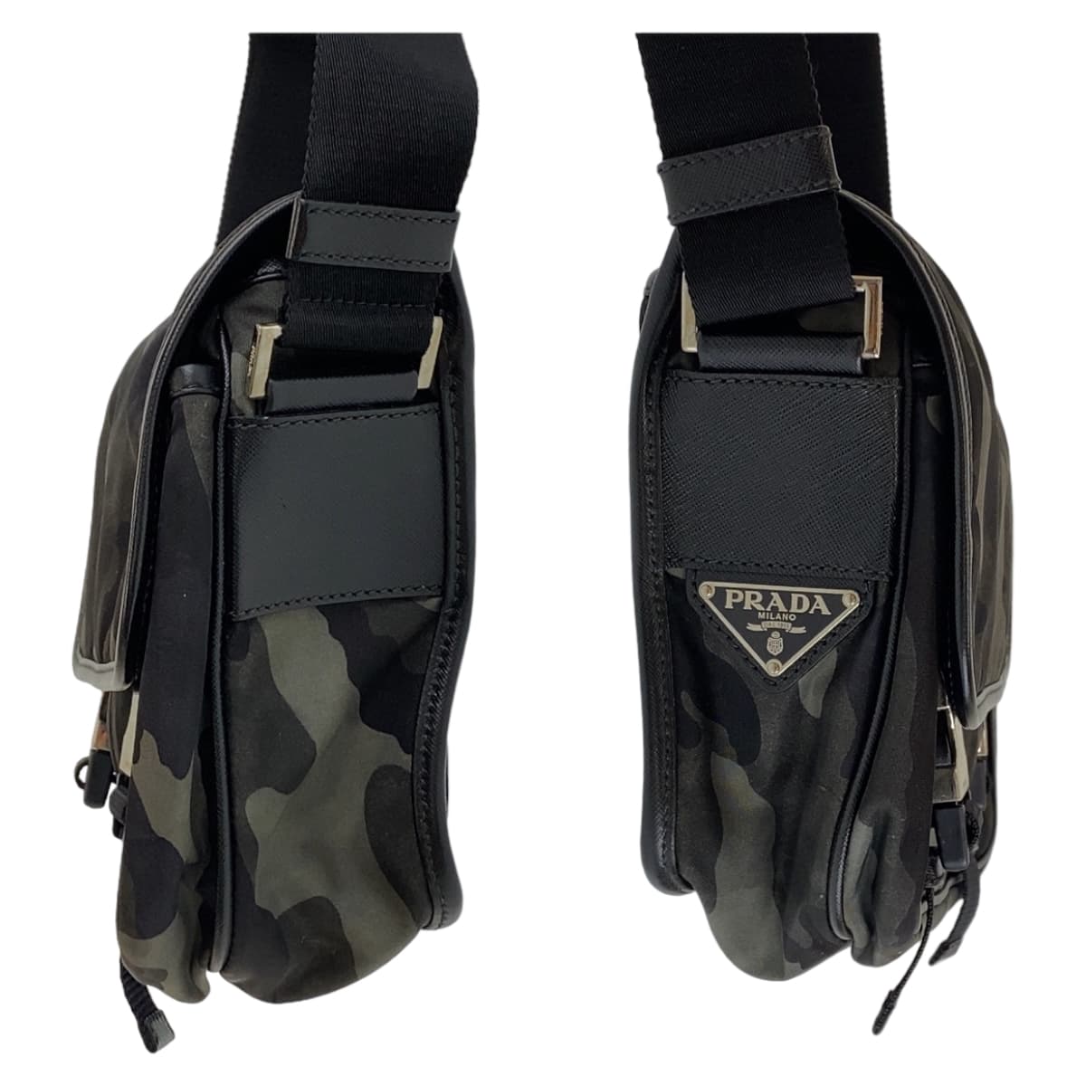 11714
PRADA プラダ テスート 三角ロゴプレート カモフラージュ マルチカラー シルバー金具 ナイロン 斜め掛け ショルダーバッグ メッセンジャーバッグ  メンズ